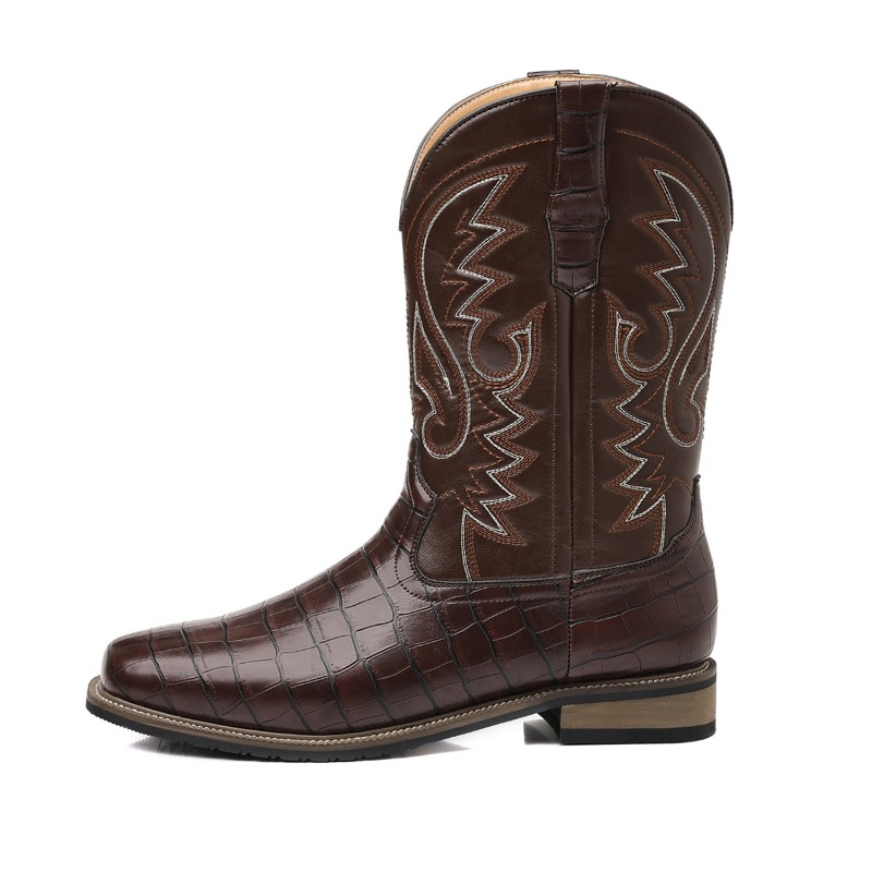 Men'S Shoes With Wide Toe Box - Stivali da Uomo con Motivo Coccodrillo,
