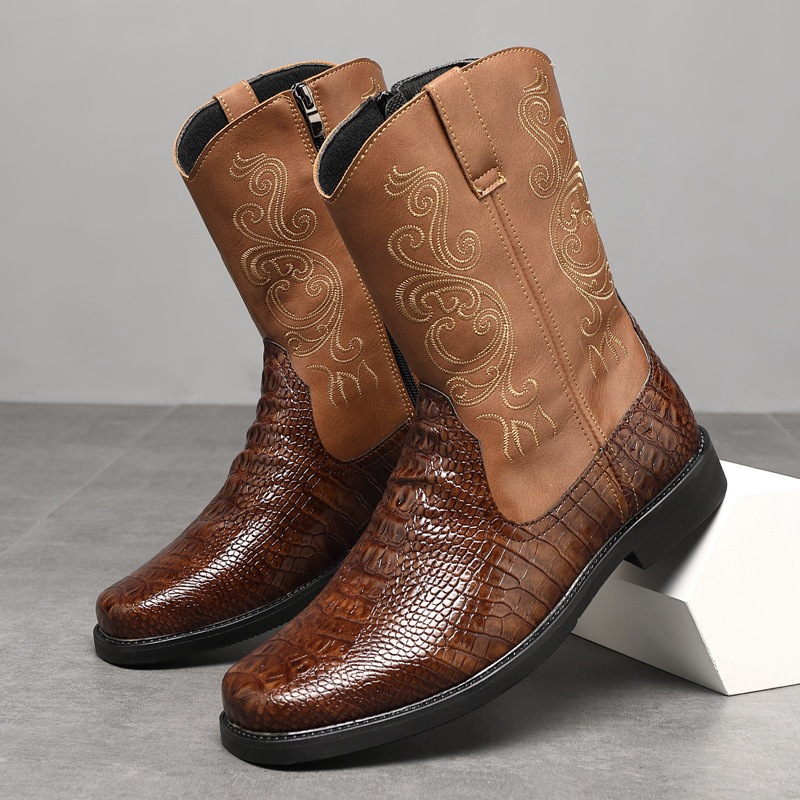 Men'S Shoes With Wide Toe Box - Stivali da cowboy alti e larghi